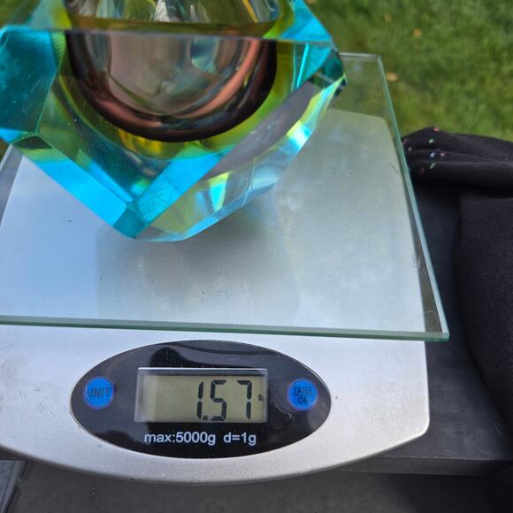 Murano Multi Faceted Submerged Style Glass Ashtray Catch All Heavy *read* - Picture 12 of 14